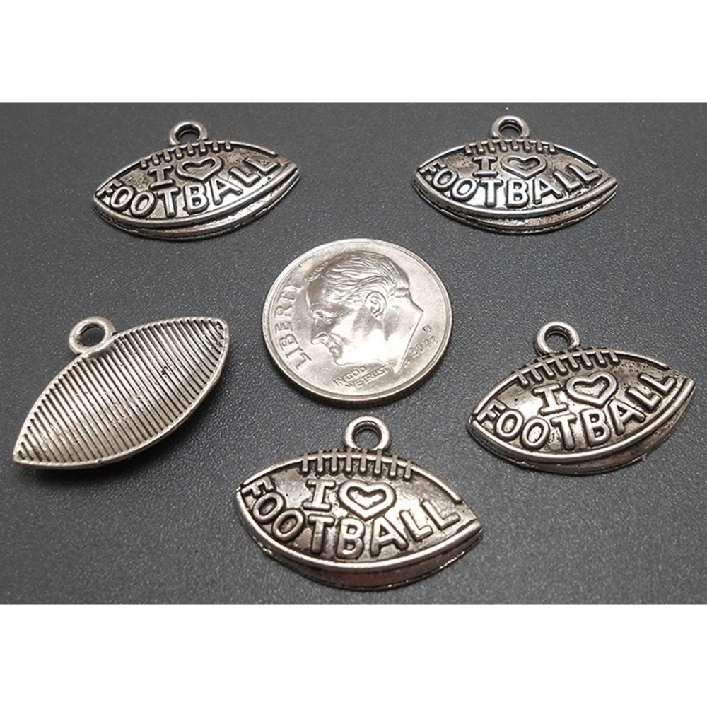 10pcs I Love Football Charms, jewelry making supplies - Picture 2 of 3